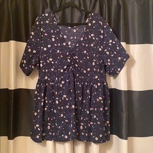Plus Size Floral Print Babydoll Top